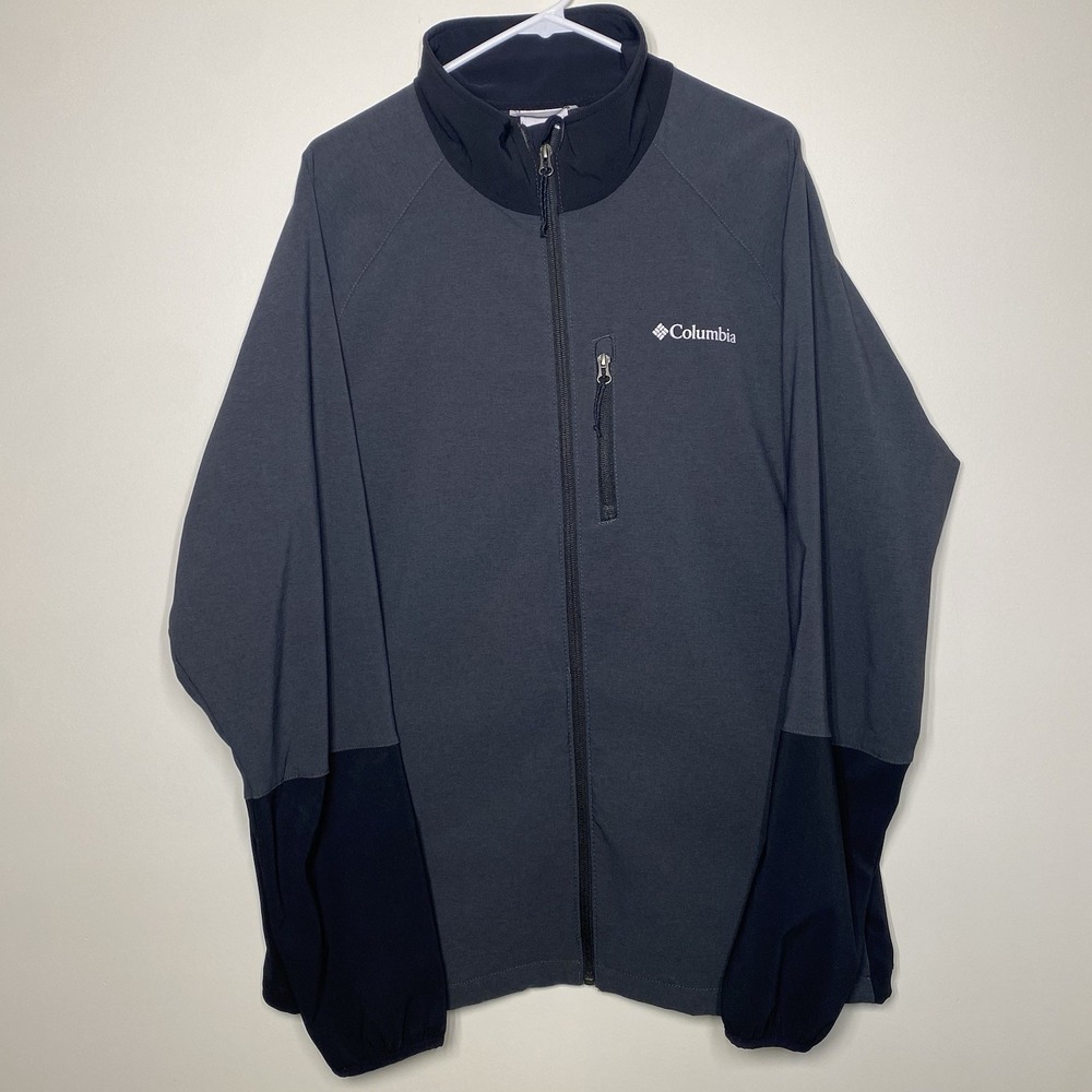 Columbia Ascender Softshell Jacket Mens Large Water Resistant Fleece Lined Gray